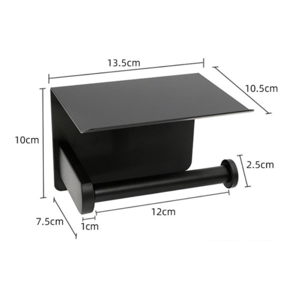 

Modern Wall Mount Toilet Paper Holder Space Saving Stainless Steel Paper Roll Shelf Self Adhesive Cell Phone Holder Bathroom Use