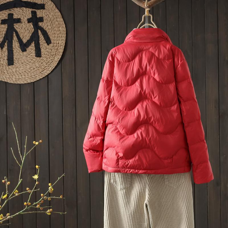 Literary and retro down jacket women's short winter light stand-up collar warm small temperament casual top tide