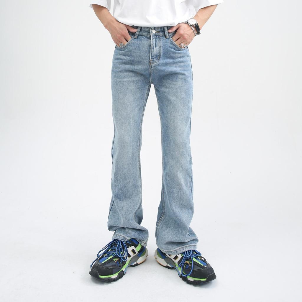 Men's Jeans Japan Korea Style Streetwear Vintage High Street Hip Hop Casual Flare Denim Jeans Pant Men Denim Trousers
