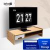 Beifang Dual-Layer Bamboo Monitor & Laptop Riser with Storage Drawer