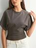 2025 European Batwing Sleeve Round Neck T-shirt – Women's Loose Summer Solid Color Top