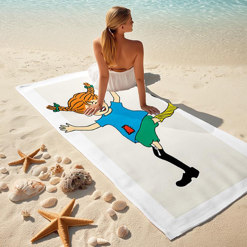 1pc Pippi Longstocking1 Beach Towel, Comfortable and Thick, and Swimming/Bath/Picnic/Camping Towel, Suitable for Seaside Beaches