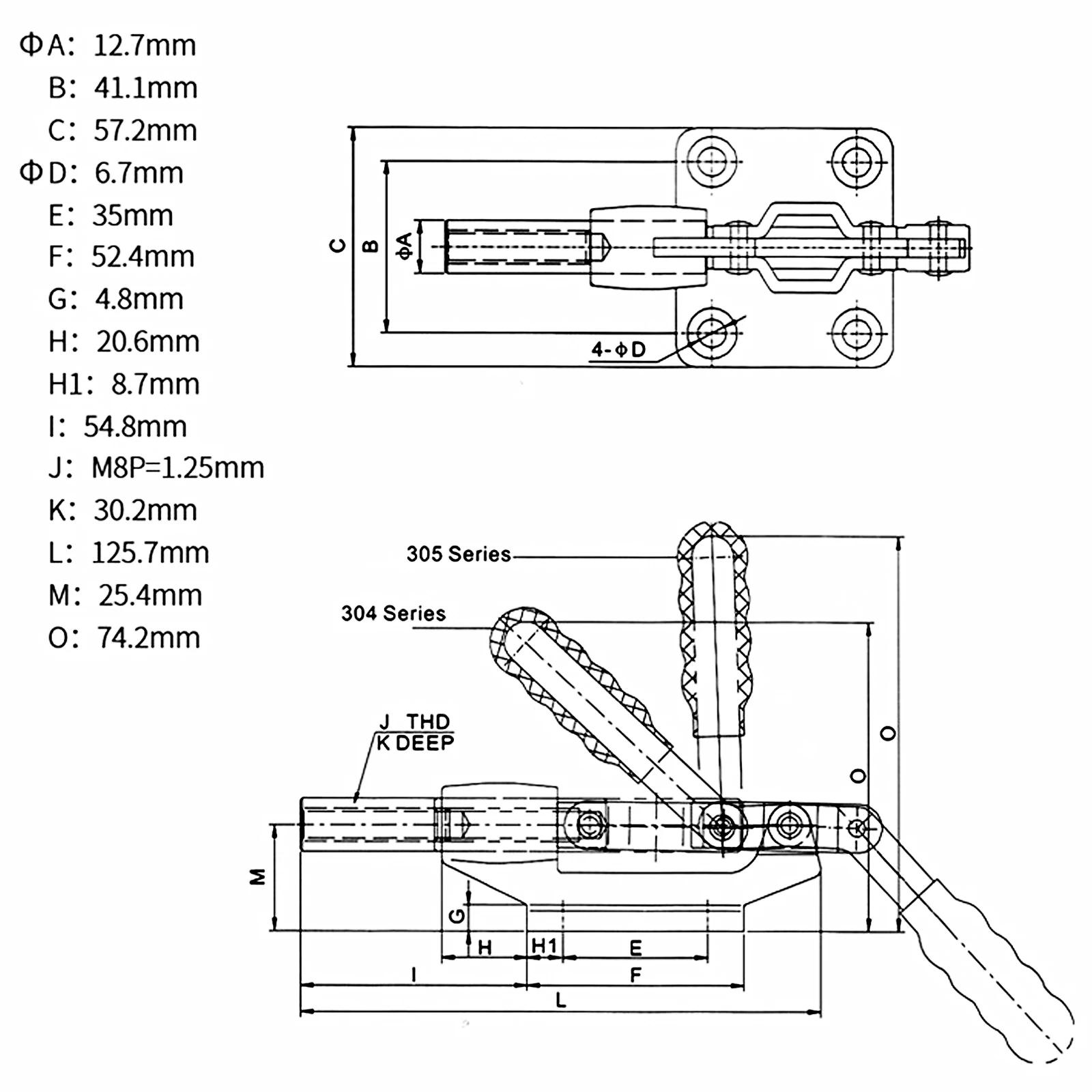 2 шт. Зажим-фиксатор с рычагом Эффективный зажим для фиксации с удерживающей способностью 500 фунтов Быстросъемный зажим-фиксатор для деревообработки 2pcs