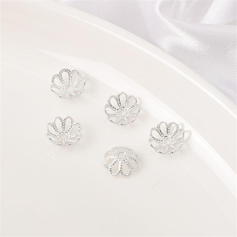 14K Gold Filled Flower Cap Bracelet DIY Jewelry Accessories with White Gold Beaded Spacers