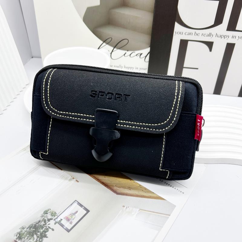 Men's Outdoor Leather Waist Bag: Mobile Phone Protective Case with Belt Loop and Coin Purse, Three-Layer Design.