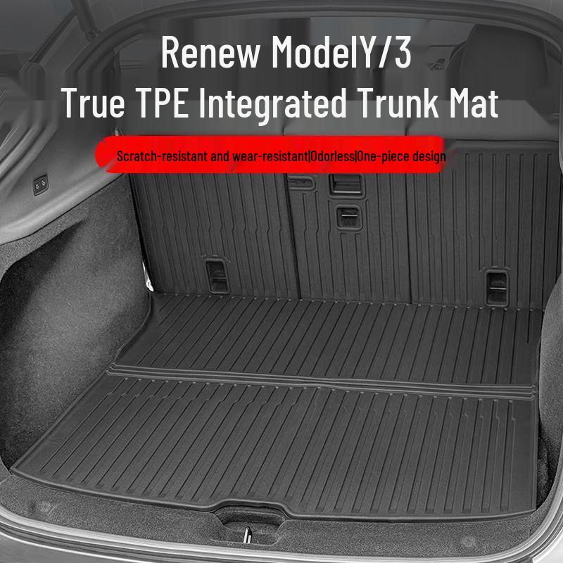25 Tesla Trunk Integrated Mat for Model Y/3: New Version Rear Trunk Mat & Backrest Pad