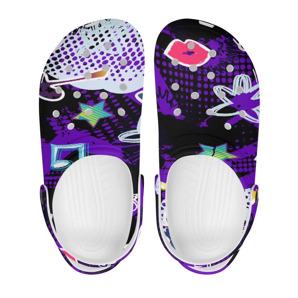 Colorful Printed EVA Garden Shoes Unisex Lightweight Breathable Slip On Clogs Beach Pool Bathroom Home Slippers Comfort Fit