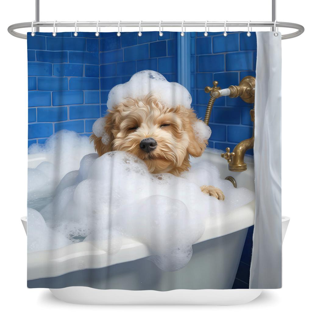 Cute Animals Pets Bathroom Shower Curtains Cat Dog Panda Giraffe Bathroom Decor Waterproof Curtain With Hooks Polyester Curtain