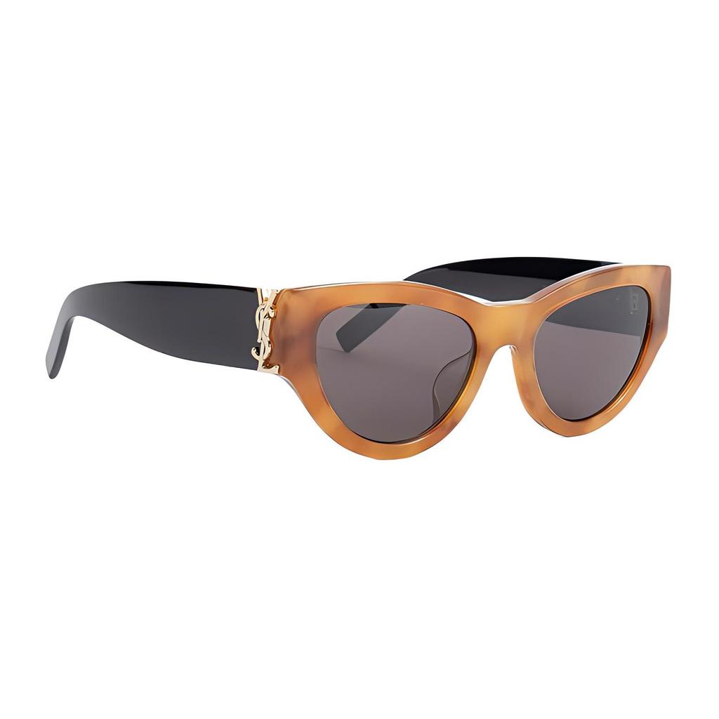 Saint Laurent Logo Design Acetate Irregular Shape Sunglasses Women Sunglasses Brown 779871Y99562348