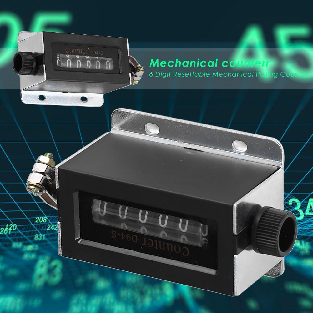 D94-S 6 Digits Pull Counter Resettable Rolling Wheel Counter Anti-slip Rotary Digital Display for Textile Printing Dyeing