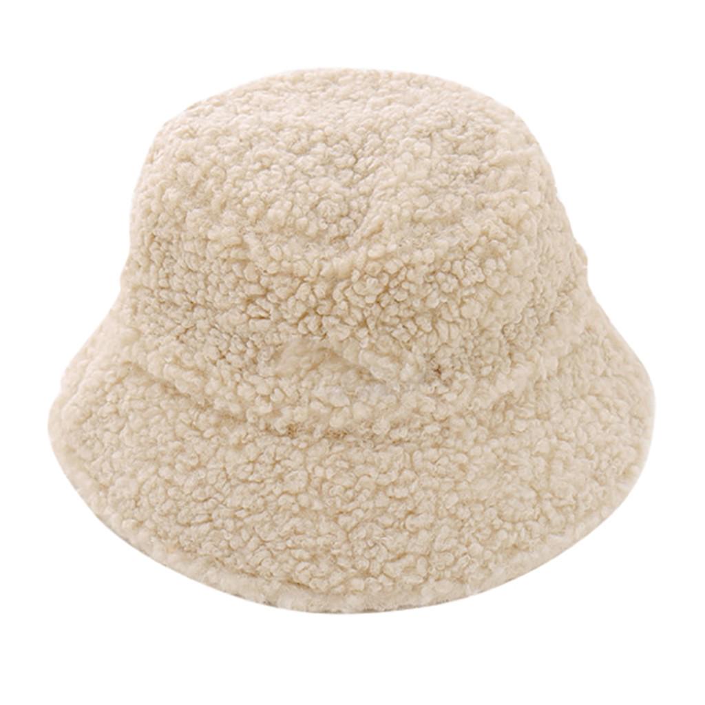 Sherpa Fleece Bucket Hat Unisex Soft Plush Textured Winter Fisherman Cap Lightweight Warm Outdoor Headwear