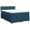Box Spring Bed with Mattress Blue 140 X 190 Cm Velvet
