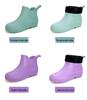 Women's Waterproof Cotton Velvet Rain Boots, Size 34, Non-Slip Short Rubber Boots for Small Feet