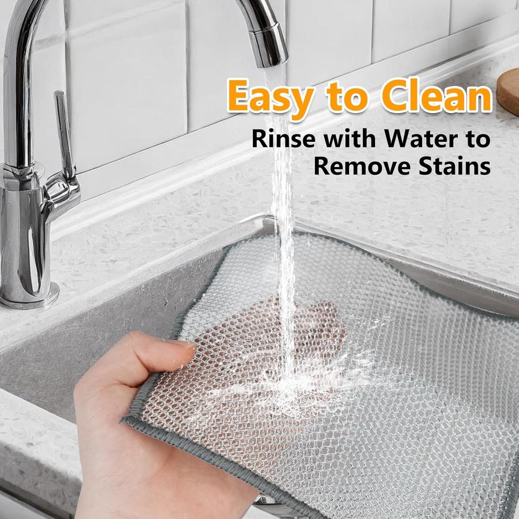 15PCS Multipurpose Wire Dishwashing Rag,Non Scratch Wire Dishcloth, Reble Steel Wool Scrubber,Non-Scratch&Quick-Drying&Odor-Resistant Multi-Purpose