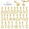 Kupfer Goldene Buchstaben Anhänger Perle Zirkonia DIY A-Z Alphabet Anhänger Passend für Original Armband DIY Schmuck Geschenk