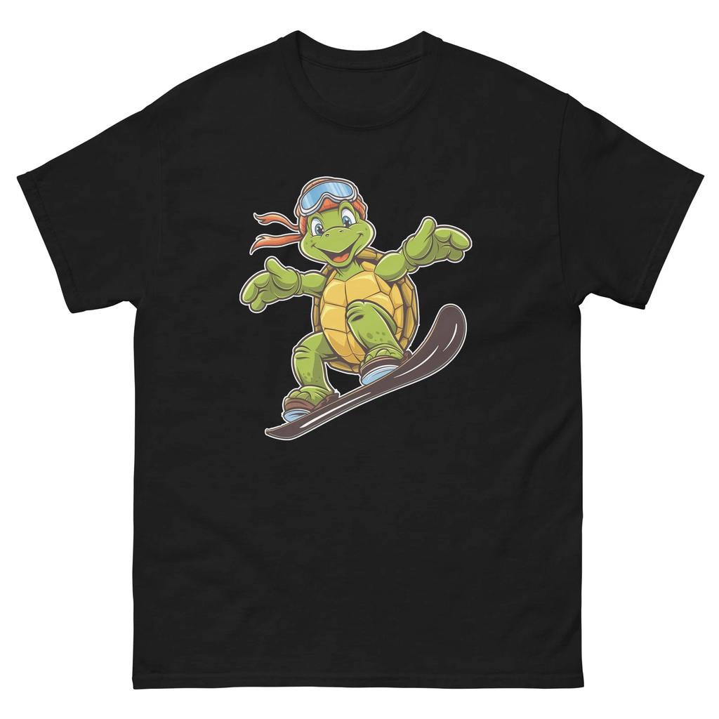 Turtle Snowboarding Fun Cartoon Snowboarder Shirt T-Shirt