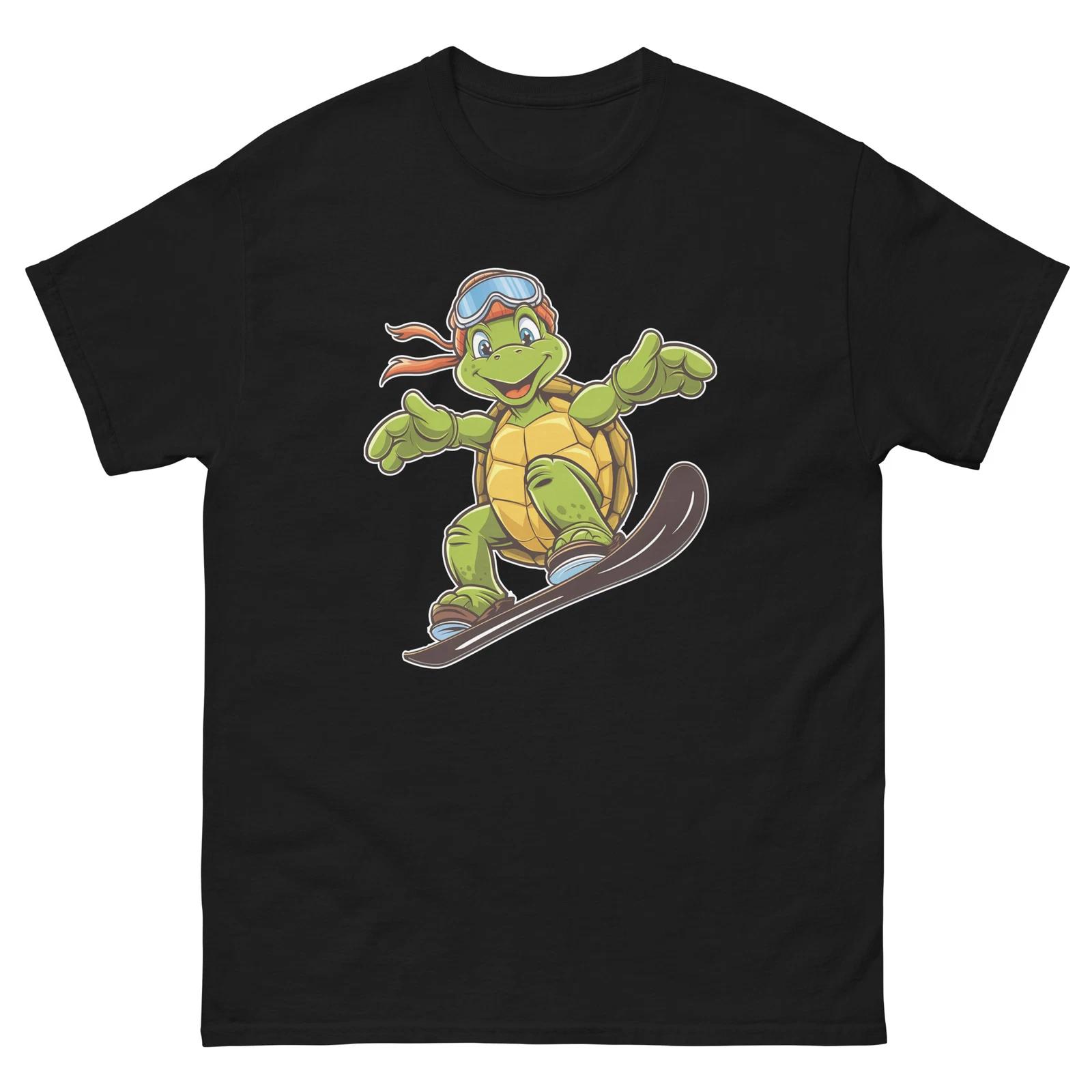 Turtle Snowboarding Fun Cartoon Snowboarder Shirt T-Shirt 2XL