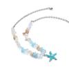 Women's Blue Starfish Pearl Necklace - Dopamine Beaded Clavicle Chain In Titanium Steel, Perfect for Seaside Vacations