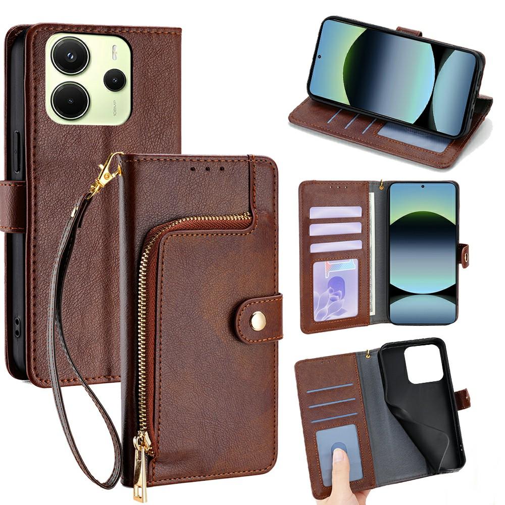 

Для Xiaomi Redmi Note 14 4G (163,25 мм) Чохол Кишеня на блискавці Гаманець зі штучної шкіри Чохол-книжка для телефону Brown