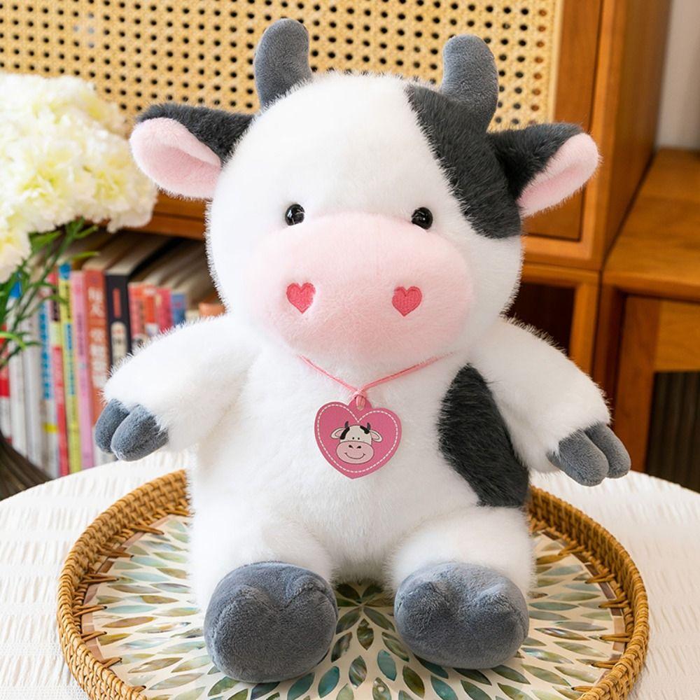 Cartoon Cow Stuffed Plush Doll Fluffy Cow Plush Toy Animals Cow Toys  Christmas Toy