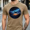 Starry Night Wolf Graphic T Shirt Majestic Wildlife Print Unisex Soft Cotton Crew Neck Short Sleeve Trendy Casual Tops