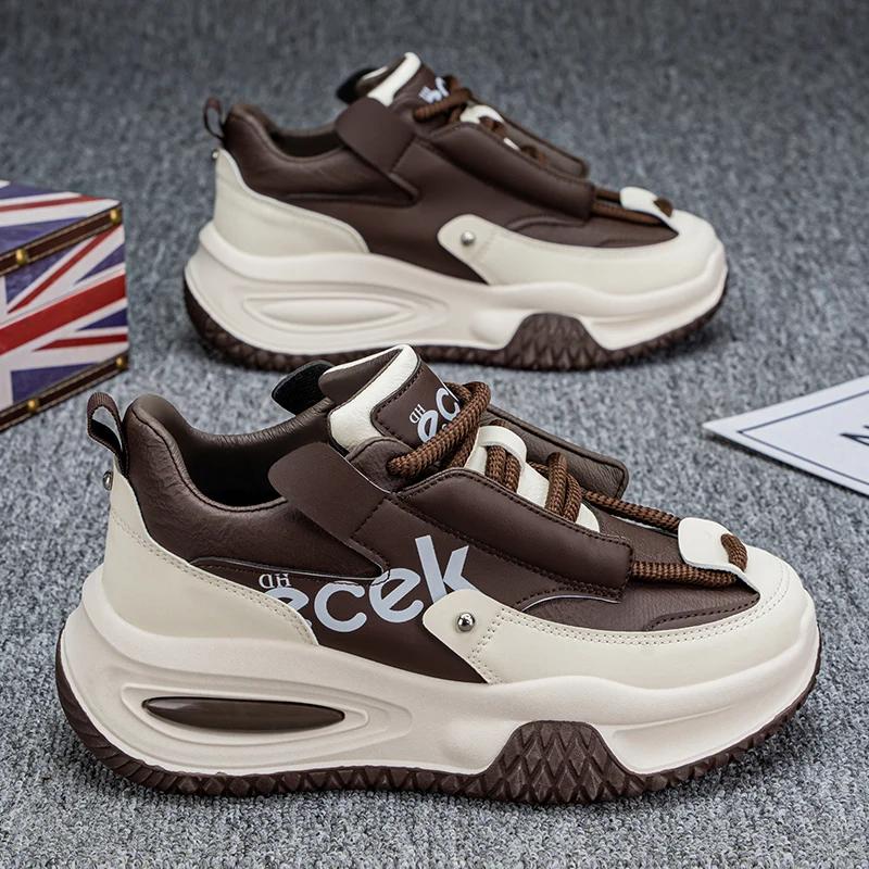 Fashion Chunky Sneaker Plus Size 45 46 47 48 Men Designer Sport Shoes Fashion Casual Leather Fabric Height Increased Flat Platform Shoes