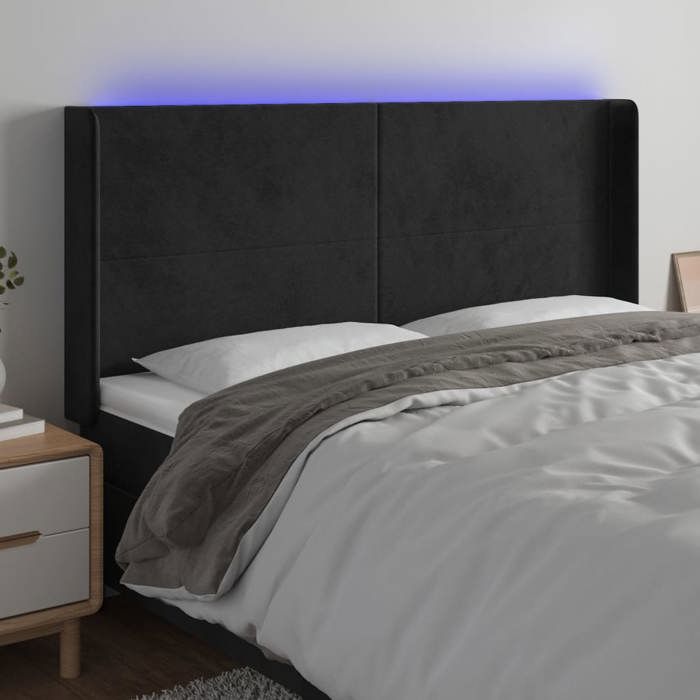 VidaXL Tête de Lit à LED Meuble de Chambre à Coucher Accessoire de Lit Double Tête de Cadre de Lit Intérieur Noir 3123836