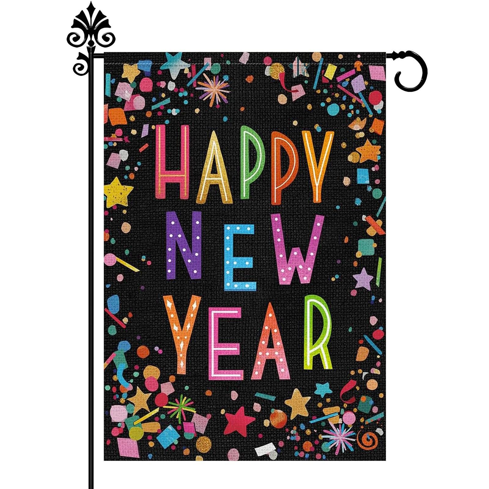 

Новогодний садовый флаг, празднование Нового года, зимняя вечеринка, открытый внутренний двор, декоративный флаг One Size