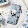 Gothic Skull Print Long Wallet for Men Women, Cool Dark Style Card Holder Zipper Purse