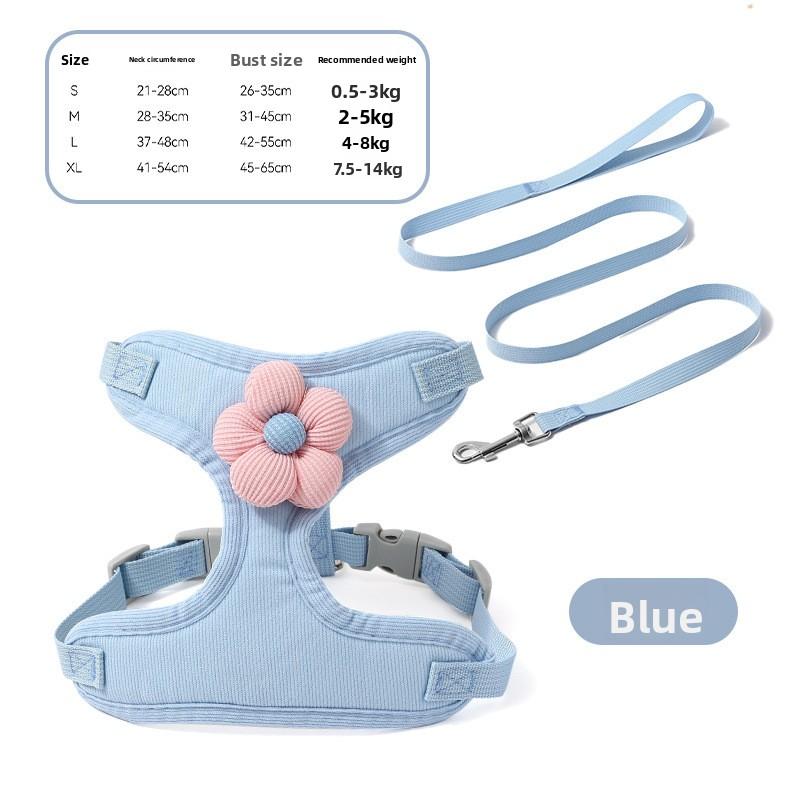 

Small Daisy, Embroidered Leash, Lace Vest, Dog and Cat Chest and Back Straps, Small Dog Supplies for Pet Outings XS небесно-голубой