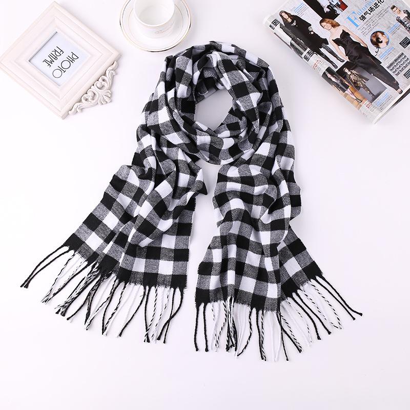 Men'S Winter Plaid Scarf Warm Women Cashmere Shawls Scarves Casual Tassel Scarfs Man Business Scarf Pashmina