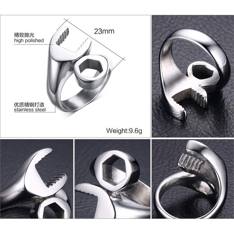 Personalized titanium steel  wrench rin open ring punk ring