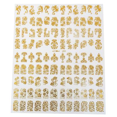 108 STÜCKE Bogen 3D Design Nail Art Maniküre Nail Art Aufkleber Hohle Maniküre Abziehbilder(Gold)