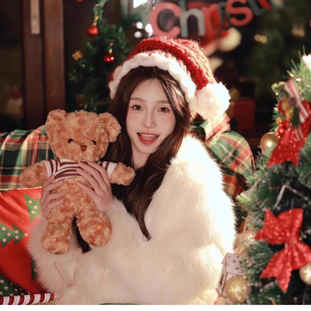 Căciulă Tricotată Handmade Părinte-Copil Halloween & Crăciun Moș Crăciun - Căciulă Decorativă Husă Sticlă de Vin