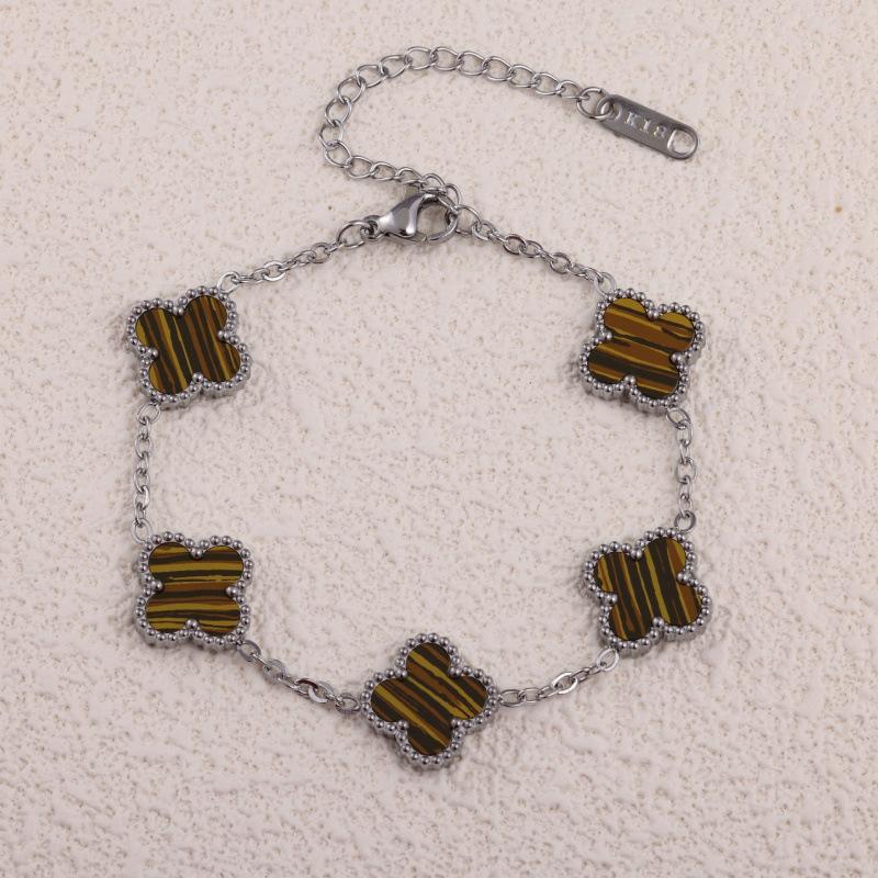 Classic 13mm Titanium Steel Double-sided Four-leaf Clover Bracelet Fashionable Light Luxury Women's Versatile Jewelry