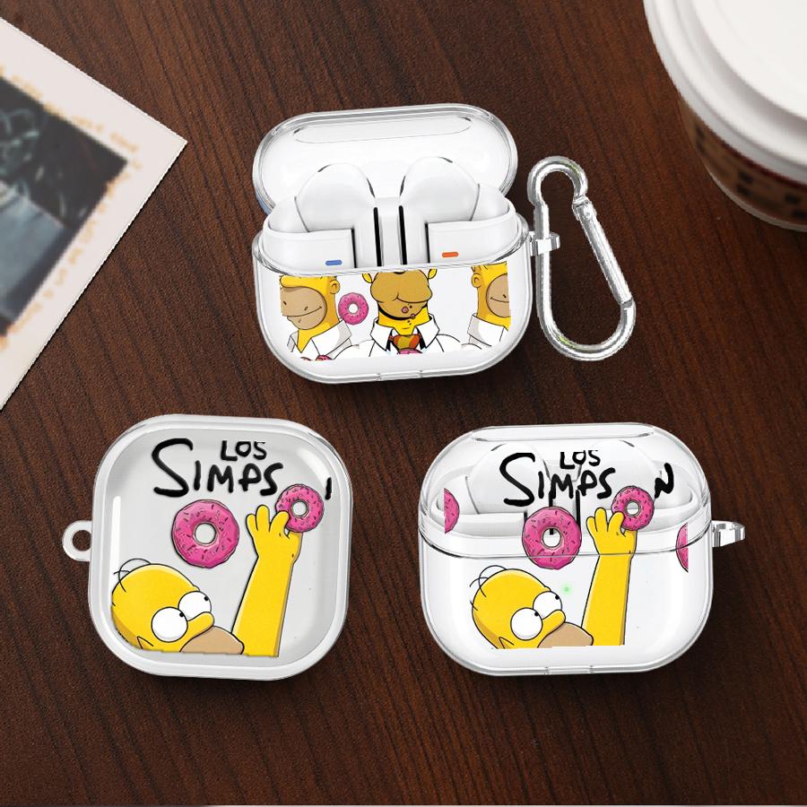 Cartoon The S-simpsons Clear Earphone Cases Cover With Hook Case For Samsung Galaxy Buds 4Pro 4 Pro 2 Live 2Pro 3 FE 3Pro