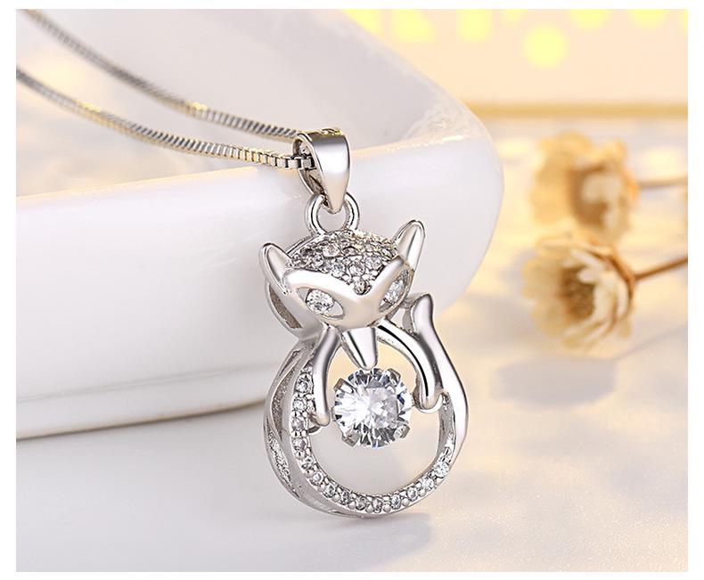 Sterling Silver Smart Fox Necklace - Korean Style Clavicle Design, Perfect Valentine's Day Gift for Women