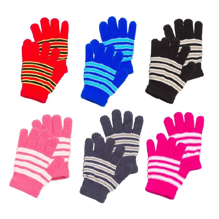 Keep Warm Full Finger Gloves Child Striped Pattern Mitten Windproof for Outdoor