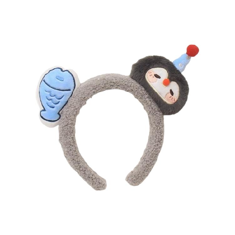 

Lovely Plush Hairband with Cartoon Penguins Fish Design Comfortable Head Accessory Hair Styling Hairhoop for Theme Party 1