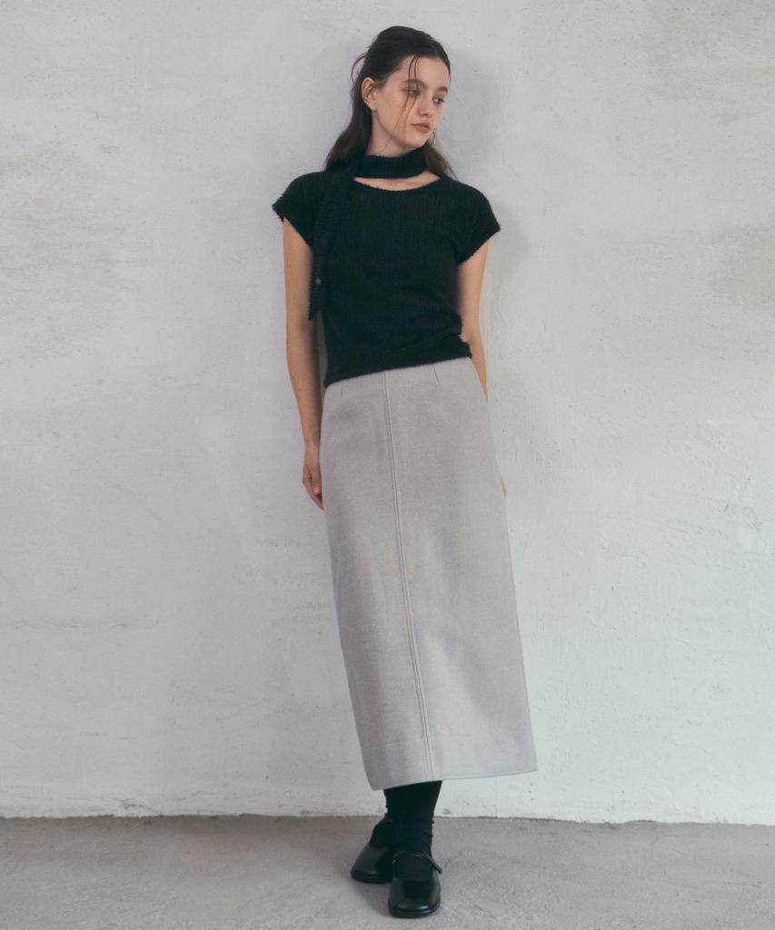 Aueonoseuteljia Tweed Pencil Long Skirt_Light Gray(O25-Sk15)