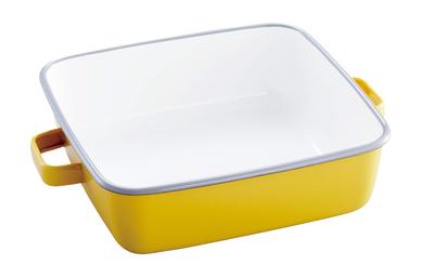 365methods Fuji Enamel Oven Dish Yellow X Light Gray Square 1.8L YY-HA.Y