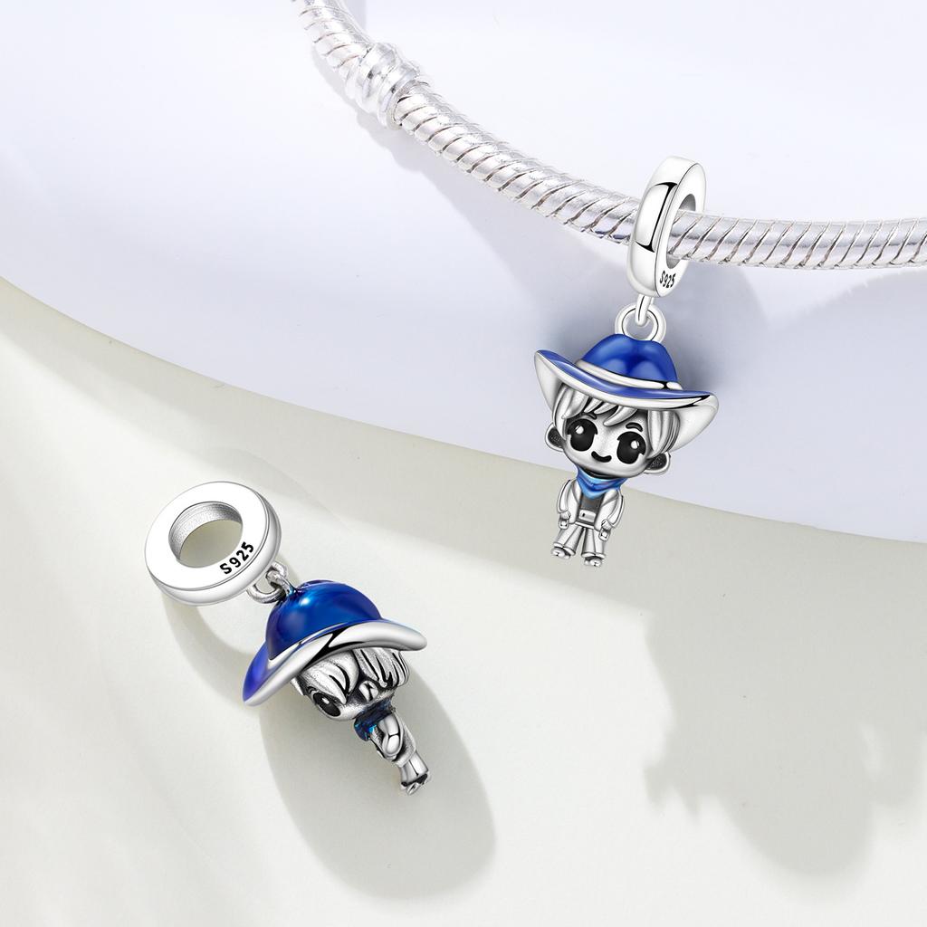 Copper Pink Angel Girl Blue Wizard Western Cowboy Charms Beads Pendant For Original Bracelet Woman Girl Jewelry