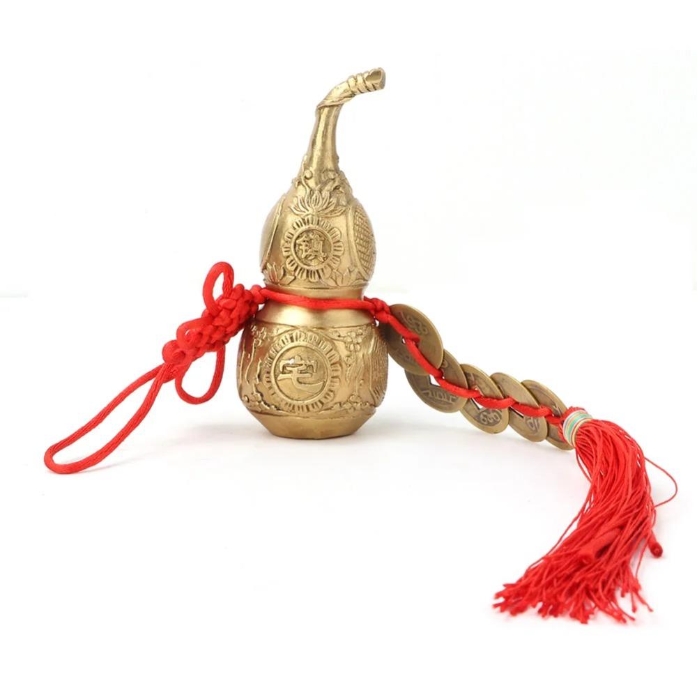 Traditional Chinese Brass Cucurbit Good Luck Wu Lou Gourd Cucurbit for Wealth Feng Shui Pure Brass Cucurbit Ornament Home Decor Option