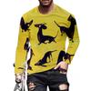 Spring and Autumn Round Neck 3D Dachshund Printed Top Fashionable Casual Long Sleeved Men's T-shirts