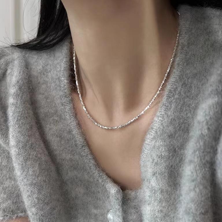 Yuanyou S925 Стерлинговое серебро Циркониевая паве ожерелье-замок