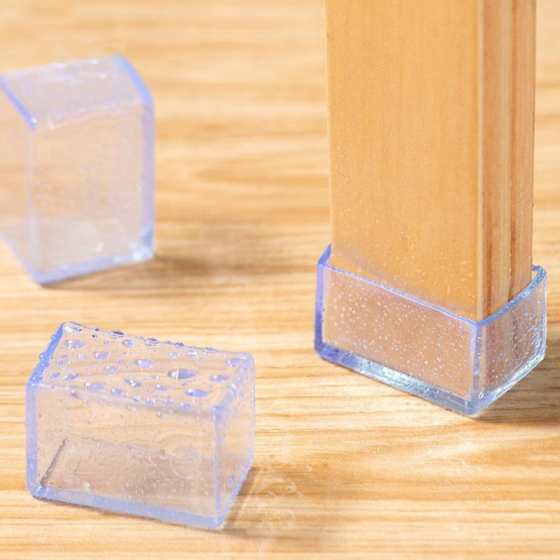 4Pcs/Set 20*30mm Rectangular Furniture Leg Covers Caps Clear Rubber Table Feet Pads Chair Leg Floor Protectors