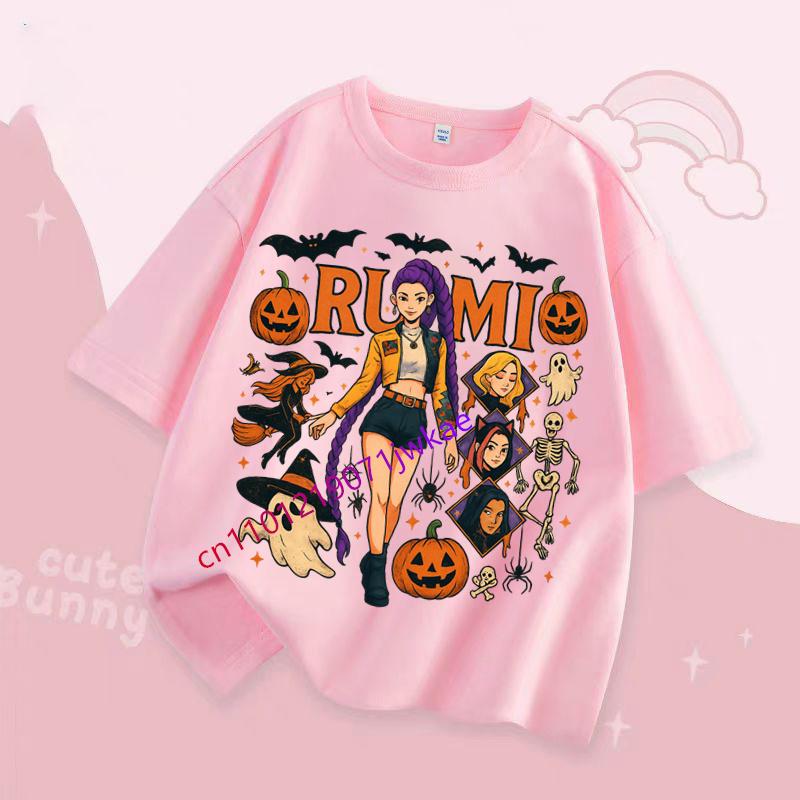 Dětské Hallowmas Oblečení s krátkým rukávem Dárek KPop Tričko Lovci démonů pro děti Kreslené tričko Top Bílé Kulatý výstřih Oblečení