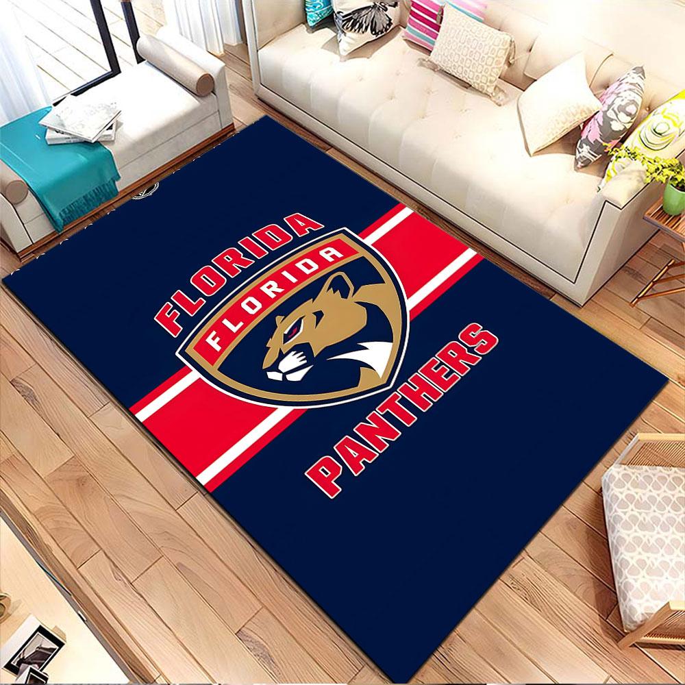 Florida Panthers Logo Design Patterned Carpet, Non Slip Mat Suitable for Living Room and Bedroom Sofas