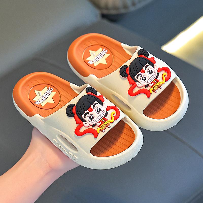 Children's Non-slip Summer Slippers - Boys' & Girls' Nezha and Ao Bing Styles 2025