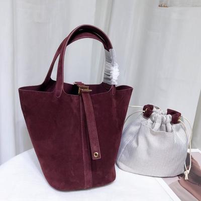 Autumn and Winter New First-layer Suede Matte Leather Vegetable Basket, European and American Fashion Handbag, Large Capacity Bucket Women's Bag